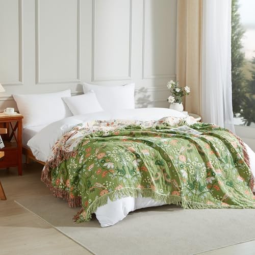 Boho Throw Blanket for Bed 60”x80”, 100% Cotton Blanket for Couch Sofa - Image 3