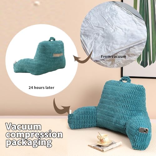 Large Reading Pillow for Sitting Up with Arms,Olive Corduroy - Image 4