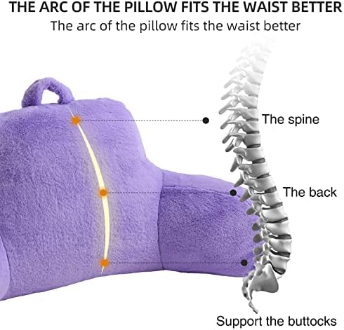 Aimuan Reading Pillow Bed Rest Pillow with Arms Rabbit Fur Cushion for Adults Teens Incline Rest Sitting up & Sleeping Snoring Pillow with Pregnancy Lumbar Back Support (Purple) - Image 5