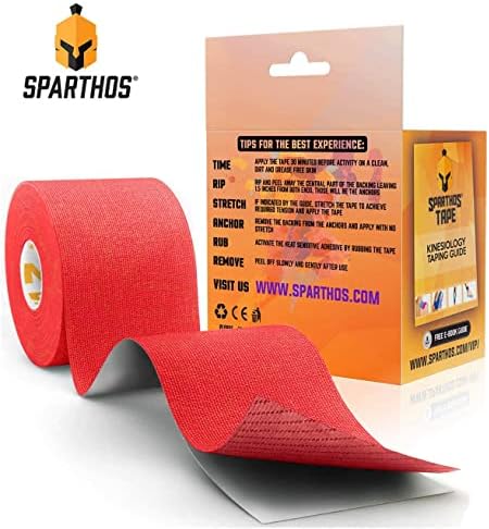 Sparthos Kinesiology Tape [Crimson Red - 16.4ft Uncut Roll] x Ice Packs for Injuries [Size Medium + Cover] - Image 3