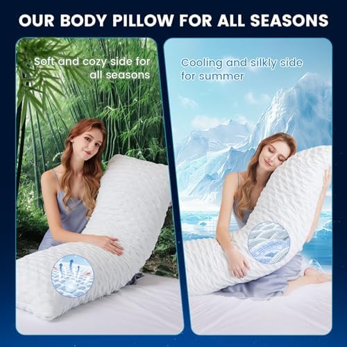 KUCEY Body Pillow for Side Sleeper with Neck and Shoulder Pain,Adjustable Shredded Memory Foam Pillows, Cooling Pillow for hot Sleepers with Washable Cover, Bed Pillows for Adults, Original White - Image 7