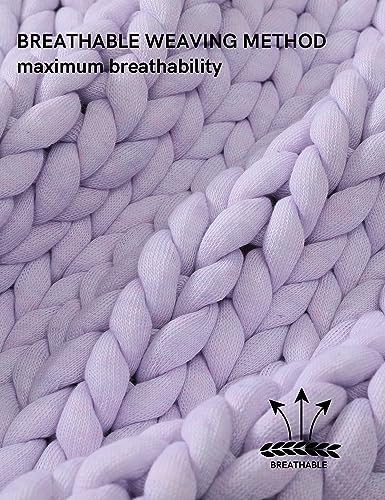 YnM Chunky Throw Blanket, Medium-Weight, Hand Knitted, Skin Friendly, Ventilated and Breathable, Machine Washable, Home Décor Piece for Couch, Sofa and Bed (Iris Lavender, 40x50 Inch) - Image 5