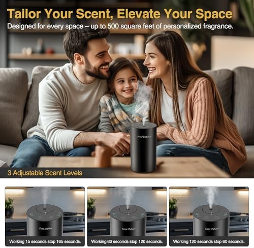 Waterless Essential Oil Diffuser Starter Kit - No Water Needed, Battery Operated Mini Scent Air Machine, Included 3x20ML Essential Oils, Portable Aromatherapy Diffuser for Home & Car, Black, 2Pack - Image 3