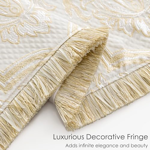 Loom and Mill Luxury Jacquard Throw Blankets for Bed, Beige Gold, 52" x72” - Image 3