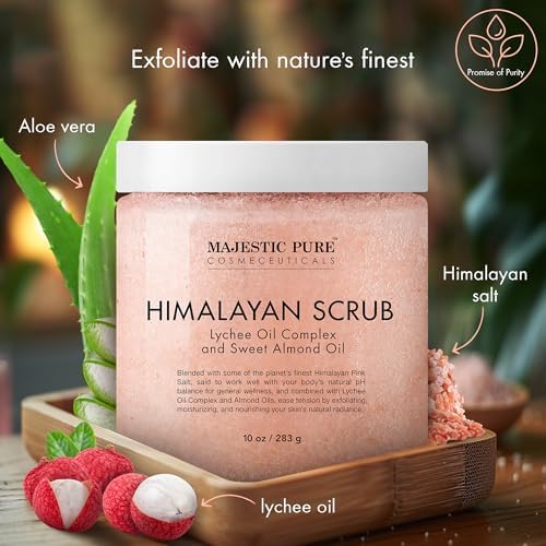 Majestic Pure Himalayan Salt Body Scrub, Lychee Oil Exfoliant, 10 Oz - Image 2