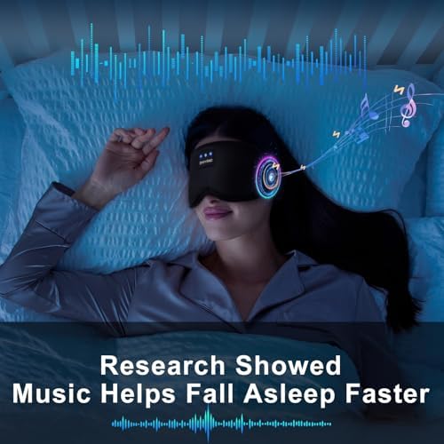 Sleep Mask with Bluetooth 5.4 Headphones - Blackout Sleeping Mask Side Sleeper Eye Masks Earphone Rechargeable Headband Wiless Music Ear Muffs Portable Travel Essentials Gift for Women Men Mom - Image 2