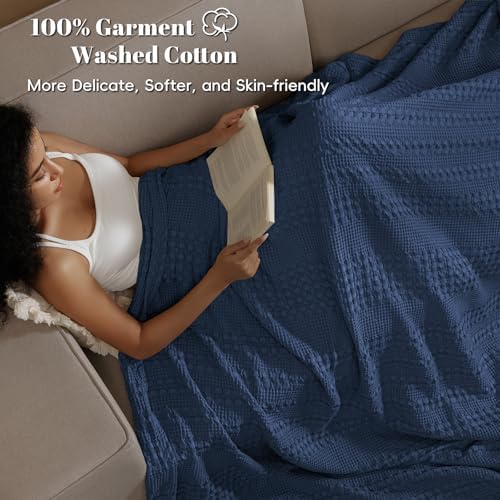 PHF Lightweight 100% Cotton Waffle Blanket, Oversized King, Taupe - Image 3