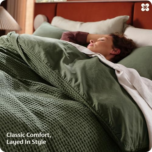 Bedsure PureWoven Cotton Waffle Weave Duvet Cover, King, Duvet Cover Only - Image 6
