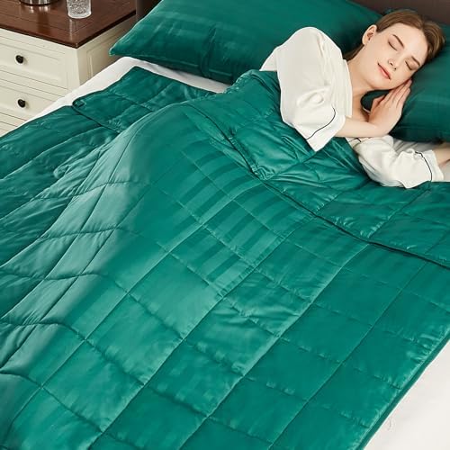 Weighted Blanket Queen Size (60"x80" 15lbs),Ultra Soft and Cozy Cooling Weighted Blanket Queen Size for Adult,Heavy Blanket with Machine Washable Soft Blanket, Green by anfie