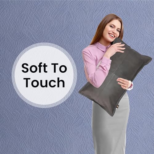 LL LEATHER LOVERS 100% Lambskin Leather Pillow Cover - Sofa Cushion Case, Decorative Throw Covers for Living Room & Bedroom, 18X26 Inch - Grey Antique Box Pack of 1 - Image 4