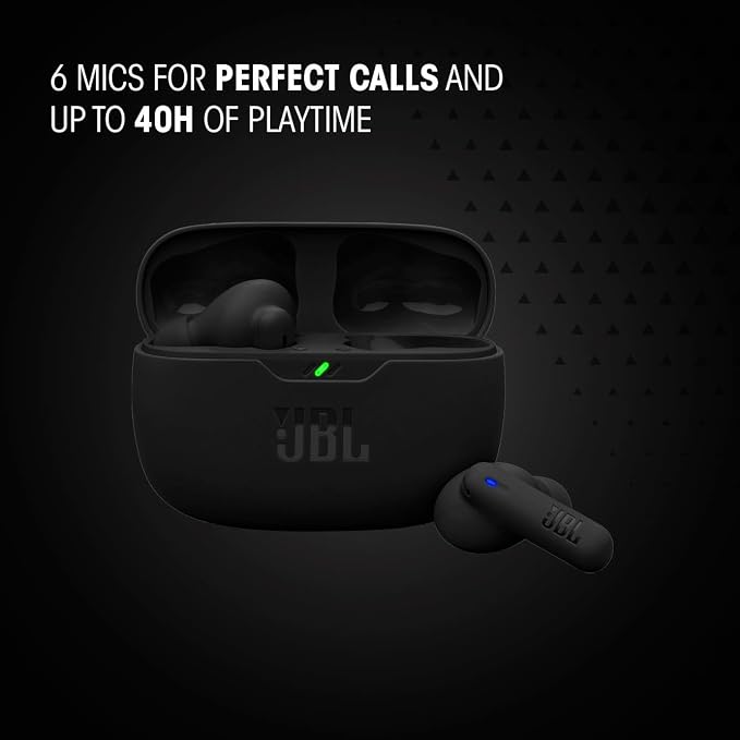 JBL Vibe Beam 2 - True Wireless Noise Cancelling Earbuds with JBL Pure Bass Sound & Smart Ambient Technology, 4mics for Crisp, Clear Calls, up to 40Hrs of Playback, IP54 Dust & Water Resistant (Blue) - Image 6