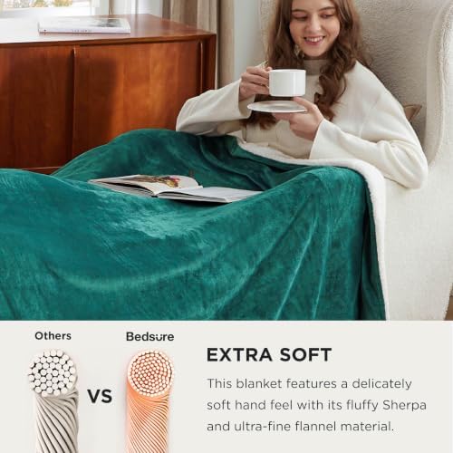 Bedsure GentleSoft Sherpa Fleece Cal King Blankets for Bed, Non-Heated, Thick and Warm Oversized Throw for Women and Men, Soft Fuzzy Plush Large Blanket for Winter, Forest Green, 112x98 Inches - Image 4