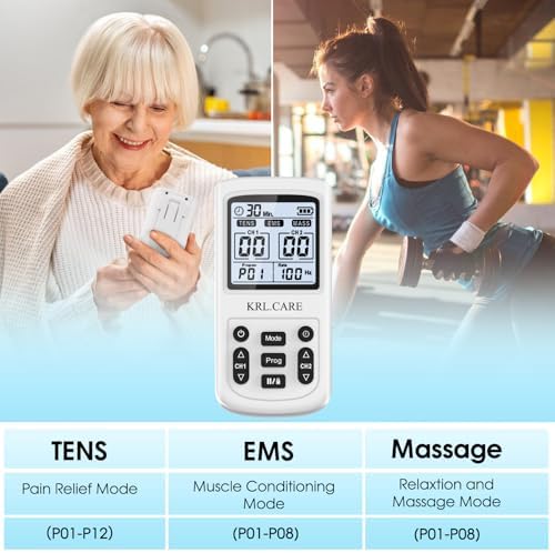 3-in-1 TENS Unit Muscle Stimulator, EMS Massage Machine with 40 Intensities for Gradual Shoulder, Sciatica, Back Pain Relief, Muscle Recovery, 28 Modes Portable Dual Channel with 8 Electrodes Pads - Image 2