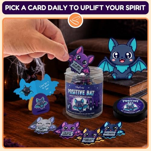 Positive Bat Gifts Horror Gifts for Women, Spooky Halloween Jar for Man - Image 4
