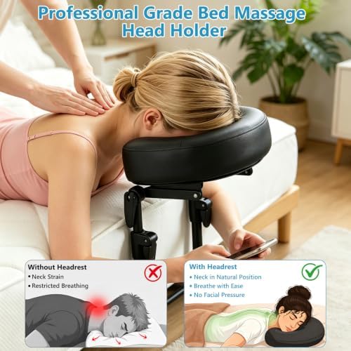 Massage Headrest for Bed, Massage Face Cradle at Home, Adjustable Bed Massage Head Holder for Sleeping Mattress, Face Down Pillow After Eye Surgery (Black) - Image 4