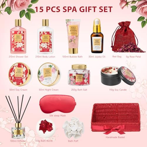 Spa Gifts for Women, Skin Care Gift Set - Rose Spa Gift Baskets for Women - Image 3