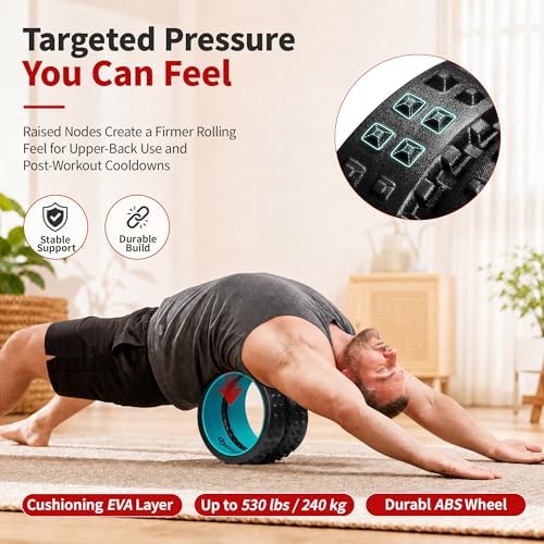 GymCope Curved Foam Roller, Spine-Safe Groove, 530 lb, Blue, Medium - Image 2
