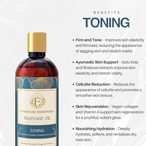 Luxurious Toning Body Massage Oil with Ayurvedic Extracts, Vitamin A & Vegan Collagen | Firms, Nourishes & Uplifts Skin | Fast-Absorbing, Non-Greasy | No Artificial Fragrance| 200 ml (6.78 fl oz) - Image 4