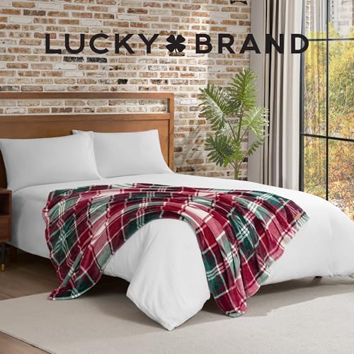 Lucky Brand Plush Winter Red Plaid 50"x70" Soft Throw Blanket - Luxurious Microfiber Plush Blanket for Ultimate Comfort and Cozy Warmth - Image 5