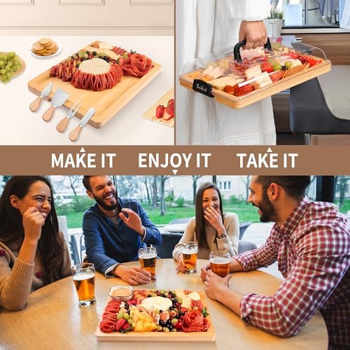 CAWIU Portable Charcuterie Board with Lid, Travel Cheese Board & Snack Tray - Image 3