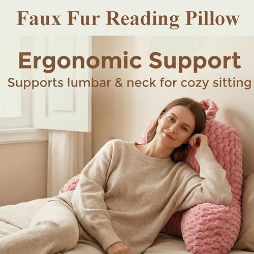 Reading Pillow for Bed, Adults Back Pillow for Sitting up, Husband Pillow for College Dorm, Back Support Cushion with arms for sit up on Couch, Sofa, and Floor,Pink - Image 6