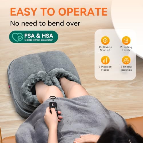 Snailax Foot Massager with Heat, Shiatsu Foot Warmer with Remote Control - Image 3
