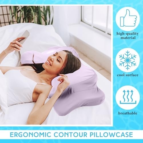 Hahafelt Cooling Cervical Neck Pillowcase,Purple,Standard Size - Image 3