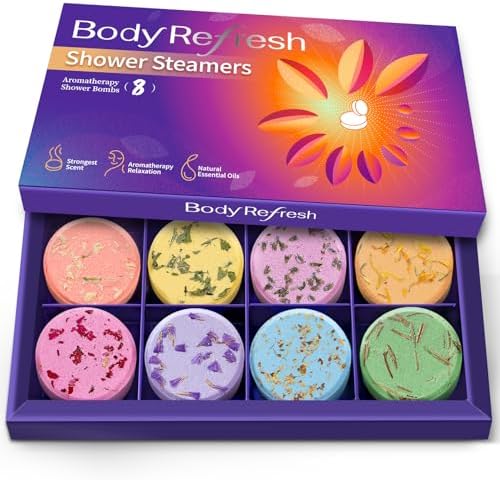 Shower Steamers Aromatherapy - 8 Pack Shower Bombs with Essential Oils, Gifts for Mom Wife, Birthday Gifts for Women Self Care Relaxation Home SPA Teacher Appreciation Gift by BodyRefresh
