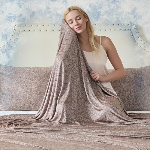 CHOSHOME Cooling Blanket for Hot Sleepers - Summer Blanket Thin Soft Lightweight Breathable Double Side Enhanced Cooling for Hot Flashes, Night Sweats, Bed, Couch (Brown, 50 x 70 inches) by CHOSHOME