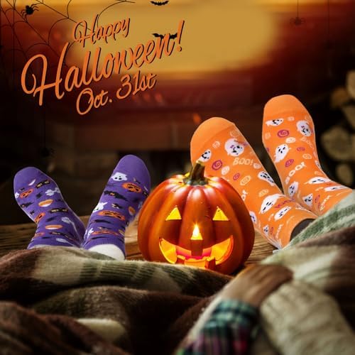 18 Pcs Halloween Gifts Set Pumpkins Ghost Makeup Bags Enamel Mugs Happy Halloween Ghost Witch Socks Bulk Tabletop Gifts Party Favors for Adults Women Coworkers Carnival Party Supplies - Image 3