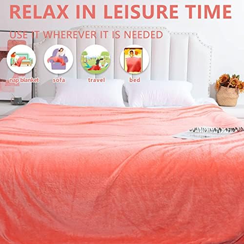NANPIPER Fleece Blankets, Super Soft Flannel King Size Blanket for Bed, Luxury Cozy Microfiber Plush Fuzzy Blanket,Living Coral - Image 4