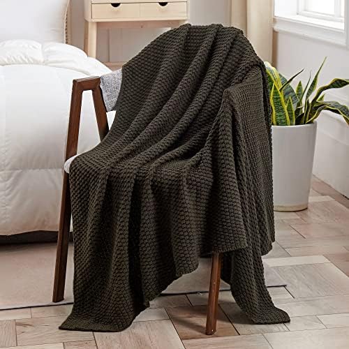 Longhui bedding 100% Cotton Knitted Throw Blanket – Dark Brown, Soft & Cozy, Machine Washable, 51"x63" – Perfect for Living Room, Couch, Sofa, Bed or Travel - Image 6