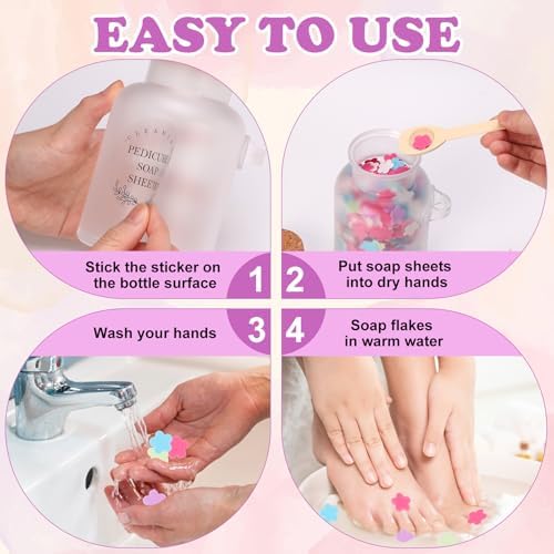 DOSTATNI Pedicure Soap Flowers Pedicure Foot Spa Tablets 10 Oz Plastic Bath Salts Jar Foot Soak Flower Paper Soap Sheet Softens Skin Botanicals Lavender Essential Oil Fast Dissolving Supplies - Image 4
