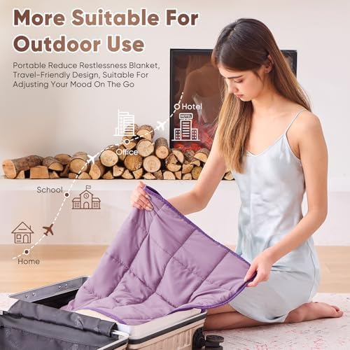 Weighted Blanket for Adults 5lbs, 24"x29", Cooling Heavy Throw Blanket, Microfiber Soft Big Blankets Weighted Comforter, Purple - Image 5