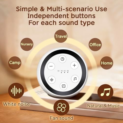 Portable Sound Machine White Noise Machine for Baby Kids Adults Sleeping with 32 Soothing Sounds 32 Volume Levels Brown Noise Machine with 4 Timer Memory Funtion for Travel Office Privacy - Image 5