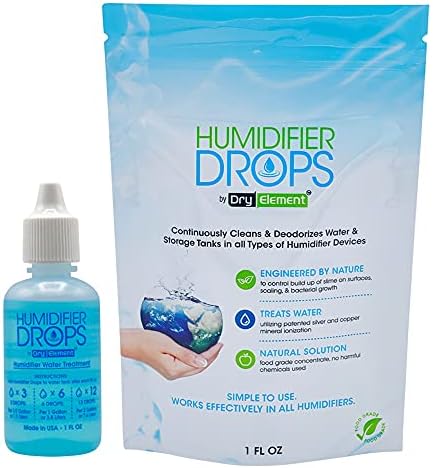 The Original Humidifier Drops - Premium Food Grade Concentrate, Slows Down Residue Accumulation on Surfaces, Minimizes Scaling - Freshens Water in All Humidifier Models, 100+ Day Supply, Made in USA by Dry+Element
