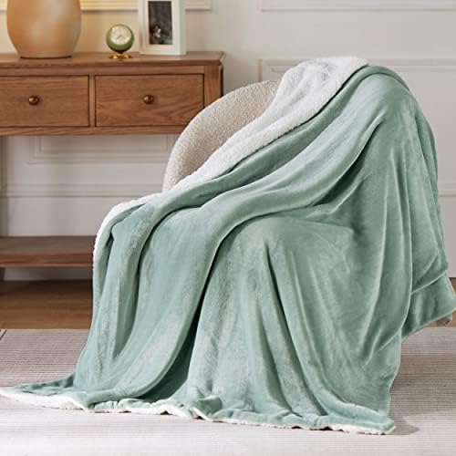 Bedsure GentleSoft Sherpa Fleece Throw Blanket for Couch, Non-Heated, Thick and Warm Throw for Women and Men, Soft Fuzzy Plush Blanket for Spring, Sage Green, 50x60 Inches - Image 3