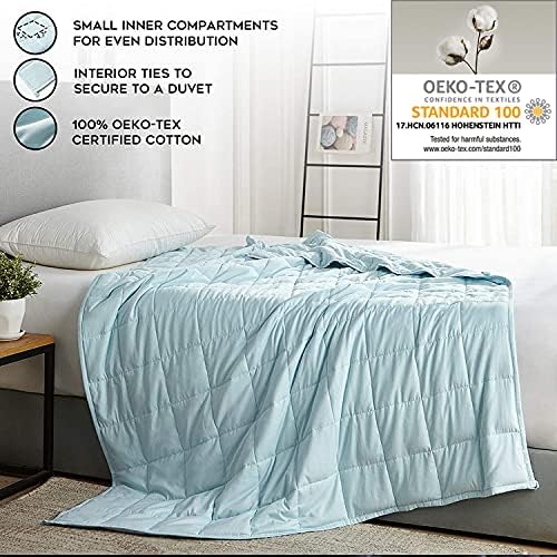 YnM Weighted Blanket,Heavy 100 Percent Oeko-Tex Certified Cotton Material(Light Blue, 80''x87'' 30lbs), Two Persons(140~240lb) Sharing Use on Queen/King Bed | A Duvet Included - Image 5