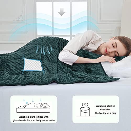 Alomidds Weighted Blanket (48"x72",15lbs Twin Size -Green), Weighted Blankets for Adults, Cooling Breathable Soft and Comfort Minky, Heavy Blanket Microfiber Material with Glass Beads - Image 4