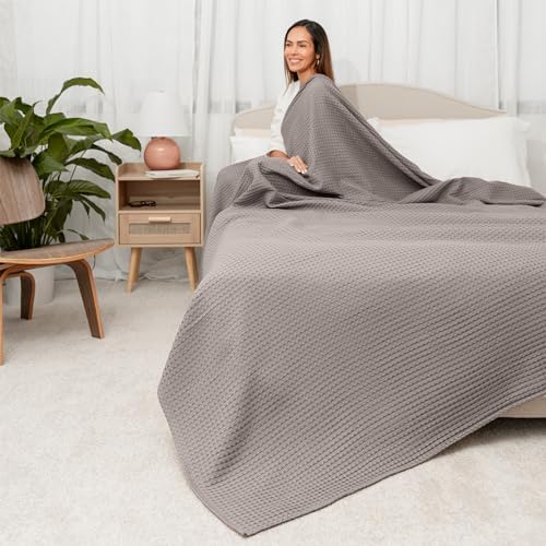 Comfy Cubs Waffle Blanket King, 108" x 90" - 100% Cotton Lightweight Breathable Bed Blanket - Soft Textured Thermal Weave for All Seasons – Decorative Cozy Layer for Couch, Sofa, or Bed - Charcoal - Image 2