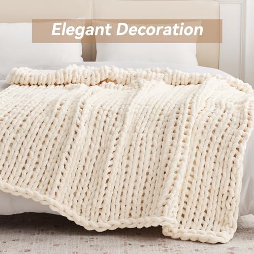 Negwoo Chunky Knit Throw Blanket, Knitted Throw Chenille Yarn, 40"*50" - Image 6