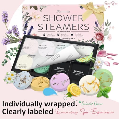 Shower Steamers Aromatherapy Birthday Gifts for Women - 8 Pcs Mothers Day Gifts for Mom Wife Daughter Grandma, Self Care with Natural Essential Oils Relaxation Home Spa Gift Set (Pink) - Image 3