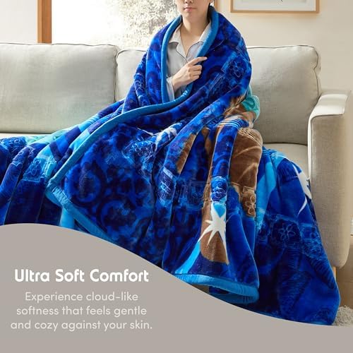 Nestl Korean Mink Blanket Queen Size - 9 Lbs Velvet Fleece Korean Blanket - 2 Ply Warm & Thick Winter Blanket - Wrinkle & Fade Resistant - 79 x 94 Inches (Blue) - Image 3