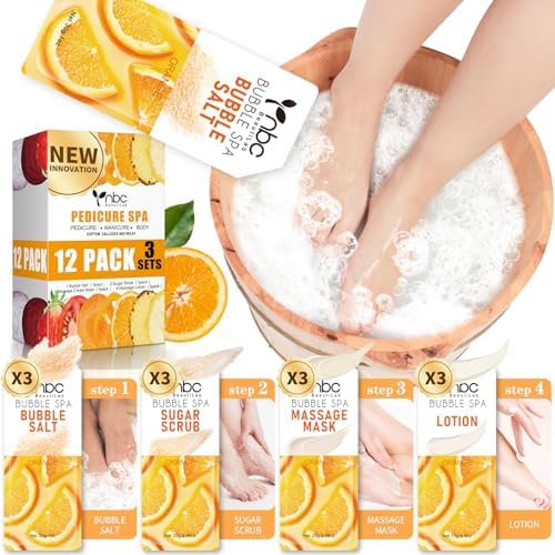 Foot Pedicure Spa Set,Foot Soak Spa Home Pedicure Kit with Bath Salt, Moisturizing Foot Scrub Cream Lotion, Foot Care for Dead Skin, Dry Cracked Feet, Make Baby Soft Feet, 3 Set by nbcBeautiLab