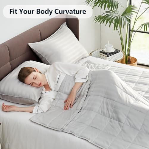 Weighted Blanket Queen Size (60"x80" 17lbs),Ultra Soft and Cozy Cooling Weighted Blanket Queen Size for Adult,Heavy Blanket with Machine Washable Soft Blanket, Light Grey - Image 2
