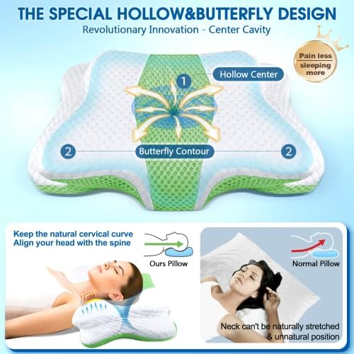 CHxxy Memory Foam Pillows, Cervical Pillow for Neck & Shoulder Pain Relief - Image 4