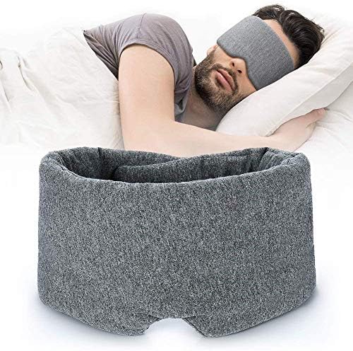FRESHME Cotton Sleep Eye Mask for Women Men - 100% Blocking Light Travel Blindfold, Soft Zero Pressure Grey Eyes Cover with Adjustable Velcro Strap for Side Sleeper Night Sleeping, Work Nap and Yoga by FRESHME