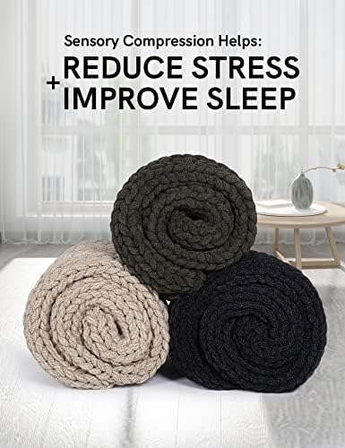 YnM Chenille Weighted Blanket, Handmade Chunky Knitted Design, Soft and Cozy, Temperature Regulating and Breathable, Machine Washable Throw for Sleep or Home Decor (Beige, 60x80 Inch, 20lbs) - Image 3