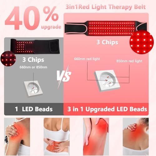 Adjustable Red Light Therapy Belt, 105 3-in-1 LEDs, 660nm&850nm Waist Wrap - Image 4