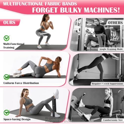 KUTIZE Ankle Resistance Bands with Cuffs & Fabric Resistance Bands Set - Legs & Glutes Workout Equipment for Women & Men, Home Gym Heavy Exercise Bands for Hip, Yoga, Strength Training, Rehab, Pilates - Image 6